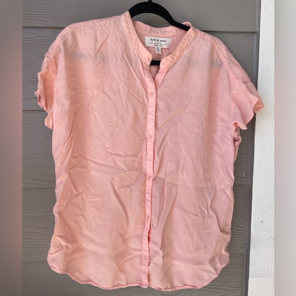 Anthropologie Pink Button-Up Blouse